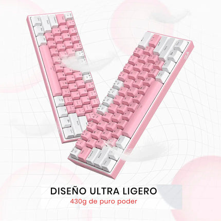 Teclado Gamer Redragon Fizz Rainbow K617r Rosa/blanco Idioma Inglés US
