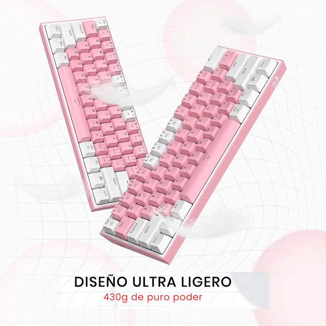 Teclado Gamer Redragon Fizz Rainbow K617r Rosa/blanco Idioma Inglés US