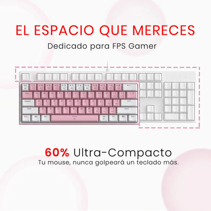 Teclado Gamer Redragon Fizz Rainbow K617r Rosa/blanco Idioma Inglés US