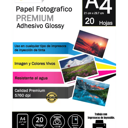 Papel Victorynk Adhesivo Glossy A4 20 Hojas, 135gr