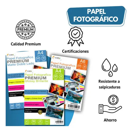 Papel Fotográfico Adhesivo Glossy Carta 100 Hojas 135 Gr