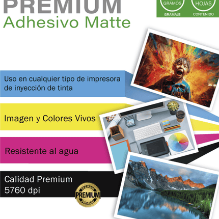 Papel Victorynk  Adhesivo Mate Carta 20 Hojas, 135gr