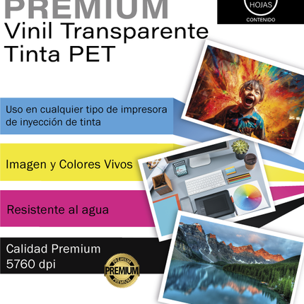 Papel Fotografico Adhesivo PVC Transparente A4 (210 x 297 mm) / 20 Pzs