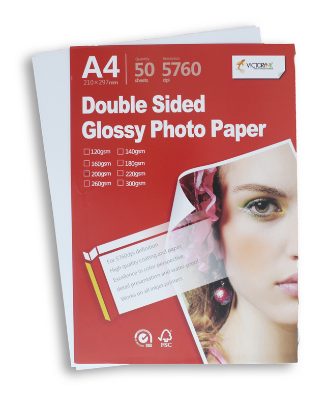 Papel Fotografico Doble Lado Glossy A4(210 x 297 mm)/ 50 Hojas 220gr