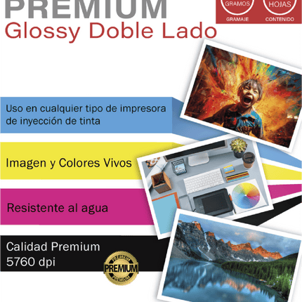 Papel Fotográfico Doble Lado Glossy Carta/ 50 Hojas 120gr