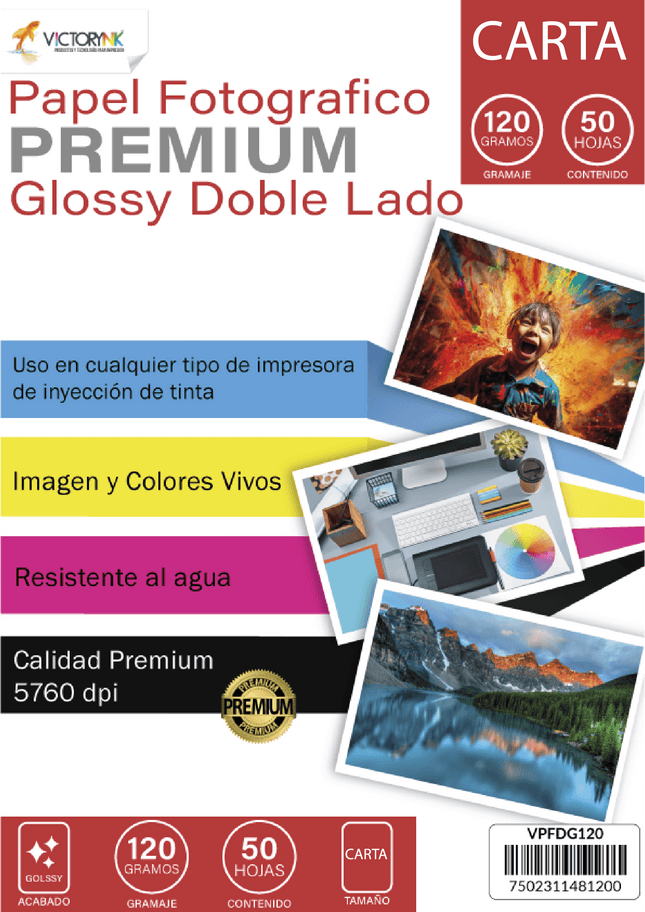 Papel Fotográfico Doble Lado Glossy Carta/ 50 Hojas 120gr