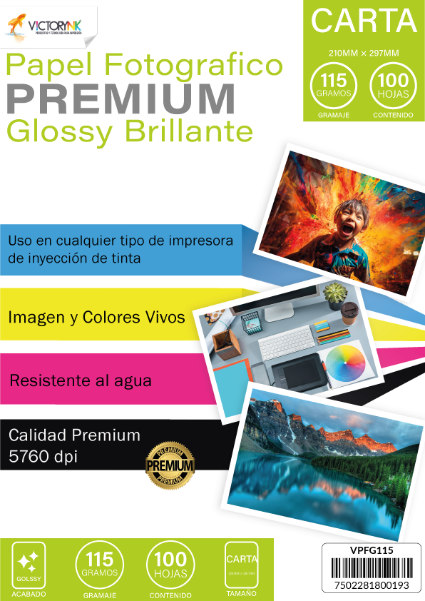 Papel Victorynk Fotográfico Glossy Carta 100 Hojas, 115gr