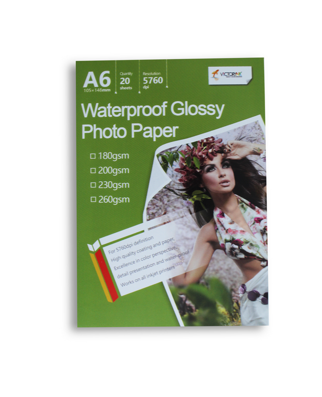 Pack 10 Papel Fotografico Glossy Postal Victorynk A6 20 Hojas C/U, 180gr