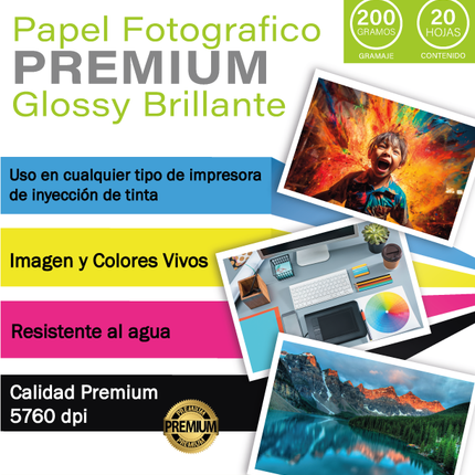 Papel Fotográfico Victorynk Glossy Carta 20 Hojas 200gr