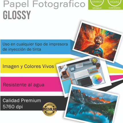 Papel Fotográfico Glossy Victorynk Carta 100 Hojas, 230gr