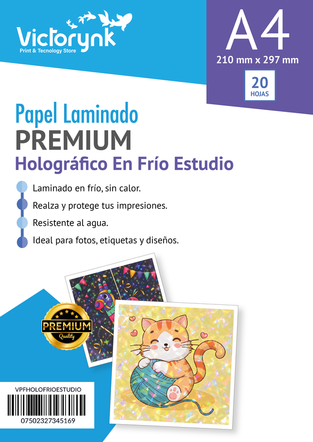 Papel Laminado Holografico En Frio Estudio 20 Hojas A4