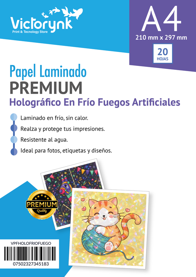 Papel Laminado Holografico En Frio Diseño Fuego 20 Hojas A4