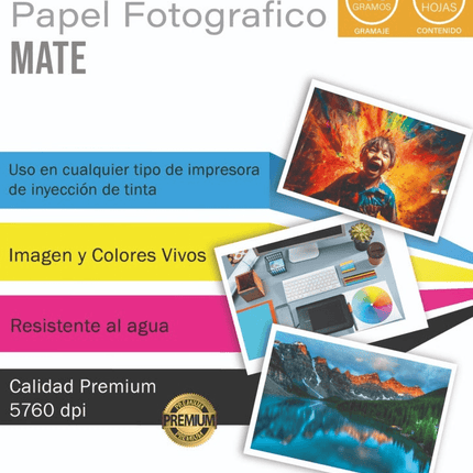 Papel Fotográfico Mate Victorynk Carta 100 Hojas, 180gr