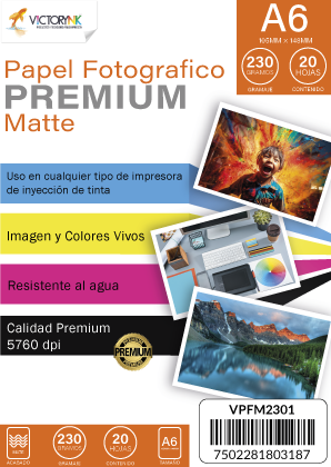 Papel Victorynk Fotográfico Mate A6 20 Hojas, 230gr