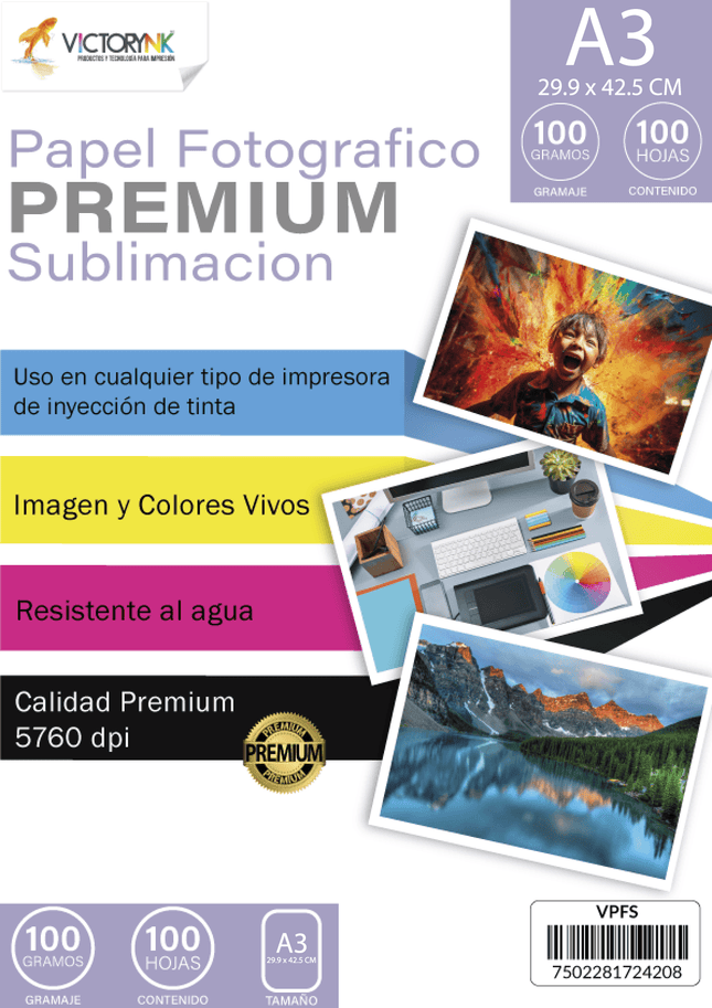 Papel Victorynk para Sublimar A3 (29.9 x 42.5 cm) 100 Hojas