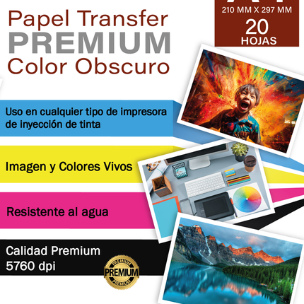 Pack 10 Hojas Papel Transfer Victorynk A4 Colores Obscuro