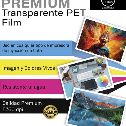 Papel Acetato Transparente PET Film A4 (210 x 297 mm) /50 Hojas