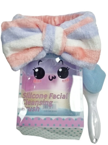 Kit Banda para Maquillaje y Skincare con Cepillo Facial Limpiador Arcoiris