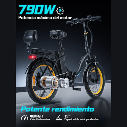 Bicicleta Eléctrica Plegable Honey Whale BW02 Negro
