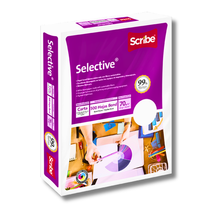Papel Bond  Selective Scribe T. Carta Paquete 500 Hojas  (21x 27 cm)