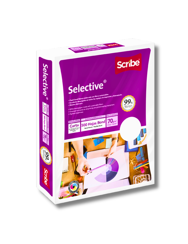 Papel Bond  Selective Scribe T. Carta Paquete 500 Hojas  (21x 27 cm)