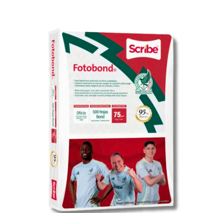 Papel Cortado Scribe Fotobond Oficio 75gr 95% Blancura Rojo, 500 Hojas