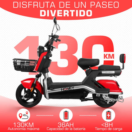 Motobici Eléctrica Honey Whale U9S Rojo