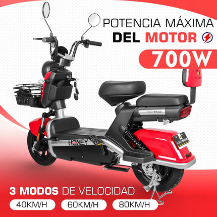 Motobici Eléctrica Honey Whale U9S Rojo