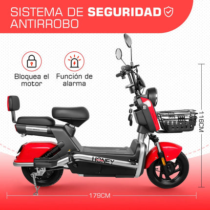 Motobici Eléctrica Honey Whale U9S Rojo