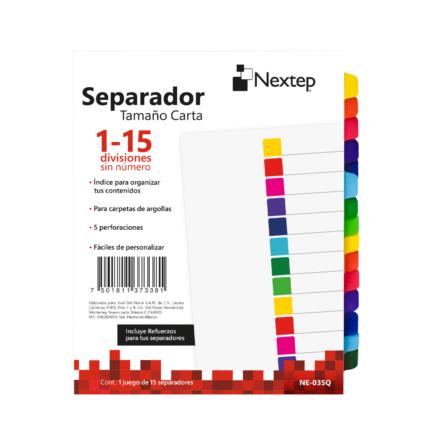 Separador Nextep Económico 15 Divisiones con Numero NE034Q