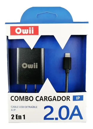 Cargador combo USB a tipo ios iphone, 2.0A Owii CHA002