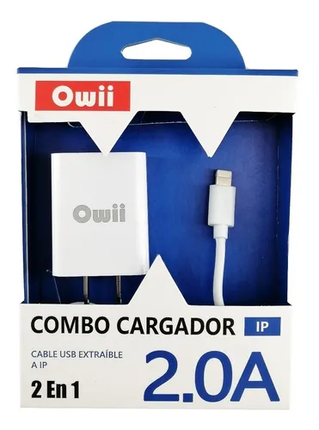 Cargador combo USB a tipo ios iphone, 2.0A Owii CHA002