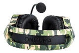 Audifonos de Diadema Gaming con luz led RGB retroilumin con micrófono Color Militar verde con café Onikuma JustOne OS884MV