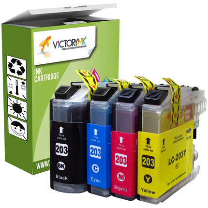 Cartucho de Tinta Victorynk Genérico para Brother LC 203 XL Negro y Colores, MFC-J4320DW, MFC-J4420DW, MFC-J460D