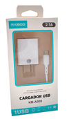 Cargador combo de USB a tipo C, 2.1A, 1m Kbod TKBA008TIPOC