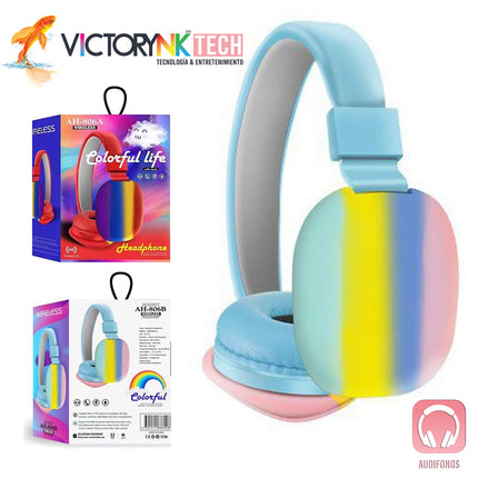 Audifonos On Ear AH806B TY014 Bluetooth Plegable Inalámbricos Color Full, HiFi 5.0-EDR