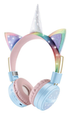 Audifono On Ear Kinkete AKS200L Unicornio Kawaii Inalambrico Bluetooth Plegable Luces Led RGB, HiFi 5.0-ED