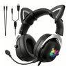 Audifonos On Ear Onikuma B100 Gaming de Gato Catear con Microfono, 3.5mm, Alcance 5.0 Negro con Luz Led RGB