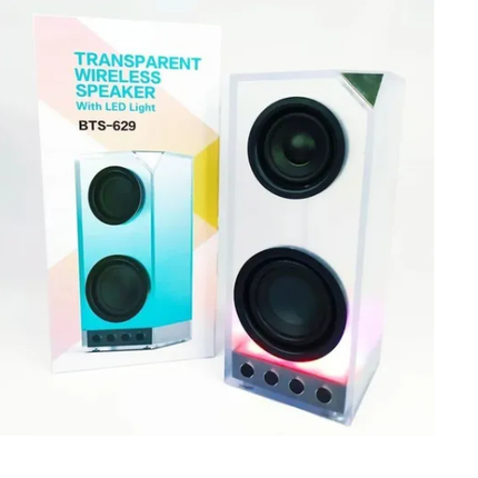 Bocina grande trasparente portátil  inalámbrica Bluetooth luces ritmicas BTS629 M26