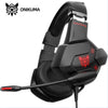 Audifono diadema gaming con microfono, 3.5mm, HiFi, luz led RGB, alcance 5.0 color negro con rojo Onikuma TK11