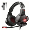 Audifono diadema gaming con microfono, 3.5mm, HiFi, luz led RGB, alcance 5.0 color negro con rojo Onikuma TK11