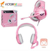 Audifonos diadema con micrófono gaming con luz led Onikuma K5 Rosa