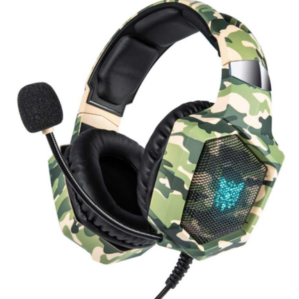 Audifonos On Ear Onikuma K8 Gaming con Micrófono, 3.5mm, HiFi, Alcance 5.0, Surround, Estilo Militar Café-Verde