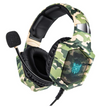 Audífono diadema gaming con micrófono, 3.5mm, HiFi, led, alcance 5.0, surround, estilo militar café-verde Onikuma K8