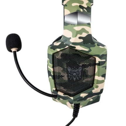 Audifonos On Ear Onikuma K8 Gaming con Micrófono, 3.5mm, HiFi, Alcance 5.0, Surround, Estilo Militar Café-Verde