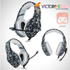 Audífono diadema gaming con micrófono, 3.5mm, HiFi, led, alcance 5.0, surround, estilo militar blanco-negro Onikuma K8