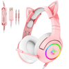 Audifono diadema gaming de gato catear con microfono, 3.5mm, HiFi, led, alcance 5.0 Onikuma TK9
