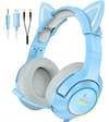 Audifono diadema gaming de gato catear con microfono, 3.5mm, HiFi, led, alcance 5.0 Onikuma TK9