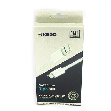 Cable cargador y transmisor de datos de USB a tipo V8, 2.4A Kbod TKBSV8