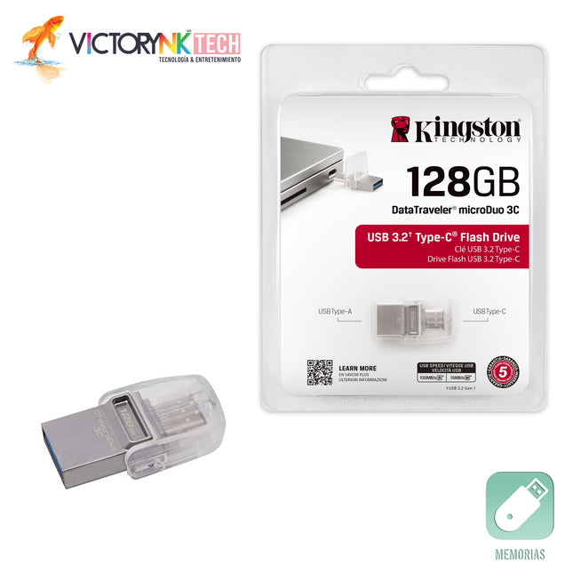 Memoria Tipo C 128GB Modelo DT DUO Micro Marca Kingston